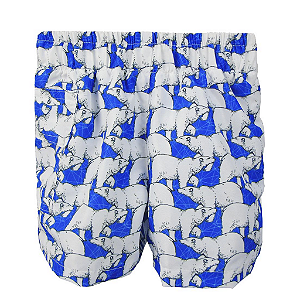 Short com Fralda Embutida Reutilizável  Urso Polar Azul