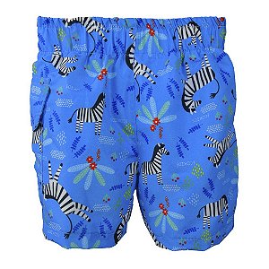 Short com Fralda Embutida Reutilizável Zebra Azul