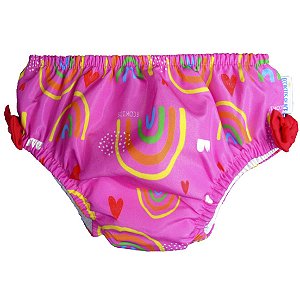 Fralda de Banho & Piscina Reutilizável Arco-Íris Rosa