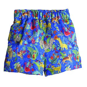 Short com Fralda Embutida Reutilizável Savana Multicolorido