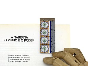 MARCADOR DE PÁGINAS MAGNÉTICO EM COURO AZULEJO