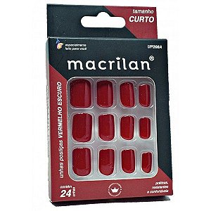 Unhas Postiças Tamanho Curto Vermelho Escuro - Macrilan