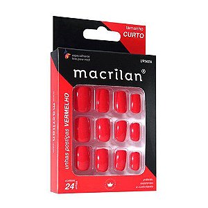Unhas Postiças Tamanho Curto Vermelho - Macrilan