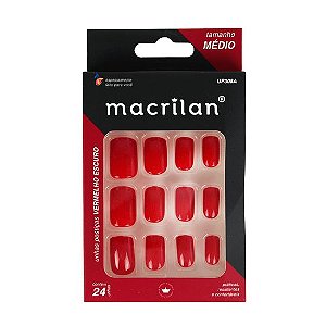 Unhas Postiças Tamanho Médio Vermelho Escuro - Macrilan