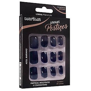 Unhas Postiças Tamanho Médio Azul Marinho - Macrilan