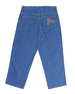 Calça Baggy Jeans Fire Reta Premium Express Logo (Azul)
