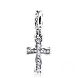 Berloque Pendente Cruz Cravejada Prata Legítima 925 Eternal
