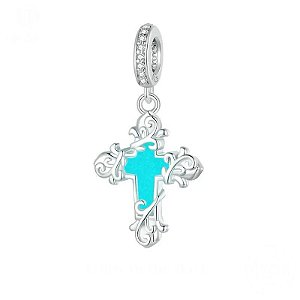 Berloque Crucifixo Brilha No Escuro Prata Legítima 925