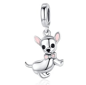 Berloque Cachorro Chihuahua Prata Legítima 925