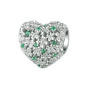 Berloque Pave Coracao Floral Em Prata 925 Eternal Joias