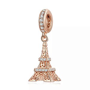 Berloque Torre Eiffel Rosé Prata 925 legitima Eternal Joias