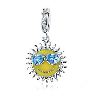 Berloque Pendente Sol Eu Amo Verao Em Prata 925 Legítima