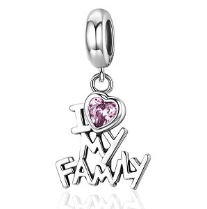 Berloque I love my family Prata 925 legitima Eternal Joias