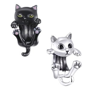 Berloque Gatinho preto prata 925 eternal Joias original