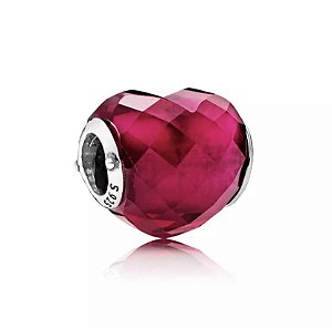 Berloque Forma de amor coracao Fucsia Prata 925 legitima
