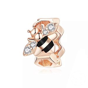Berloque separador abelhinha rose Prata 925 legitima Eternal