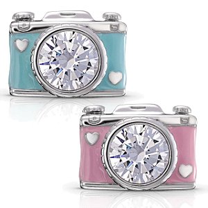 Berloque Camera Azul Original Prata 925 legitima
