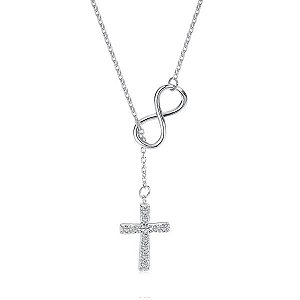 Colar Cruz e Infinito Em Prata Legítima 925 Eternal
