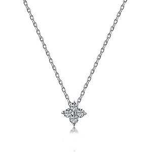 Colar Ponto de Luz Flor de Cristal Prata 925 Legitima de Lei