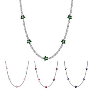 Colar Riviera Florzinhas Em Prata Legítima 925 Eternal Joias