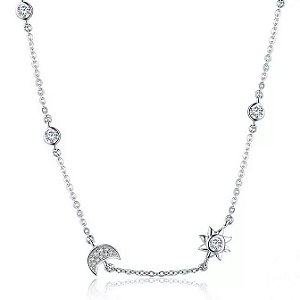 Colar sol e lua em prata de lei 925