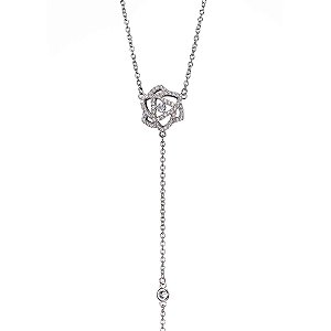Colar de rosa cravejado em prata de lei 925