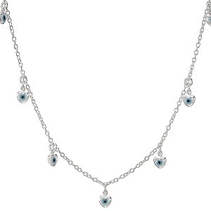 Choker Corações Olho Grego Em Prata Legítima 925 Eternal