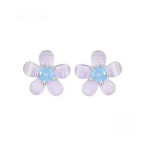 Brinco Flor Lilás Em Prata Legítima 925 Eternal Joias