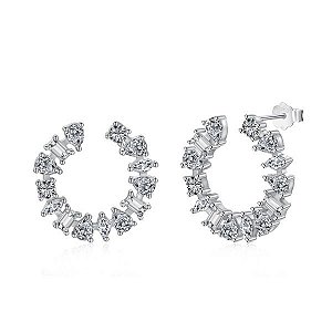 Brinco Círculo Brilhante Em Prata Legítima 925 Eternal Joias