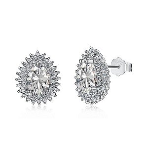 Brinco Gota Brilhante Em Prata Legítima 925 Eternal Joias