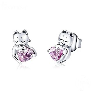 Brinco Gatinho Amoroso Em Prata Legítima 925 Eternal Joias