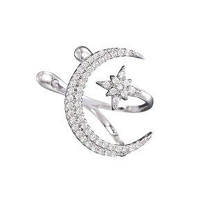 Brinco Piercing Fake Lunar Prata Legítima 925 Eternal Joias