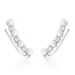 Brinco Ear Cuff Perolas Em Prata Legítima 925 Eternal Joias