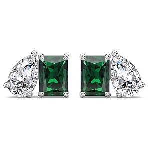 Brinco Brilhante Verde Esmeralda Prata Legítima 925 Eternal