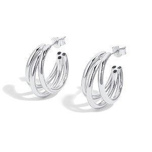 Brinco Argola Tripla Em Prata Legitima 925 Eternal Joias