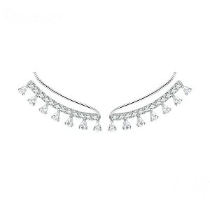 Brinco Ear Cuff Zircônias Prata Legitima 925 Eternal