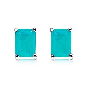 Brinco Retangular Turmalina Prata Legitima 925 Eternal Joias