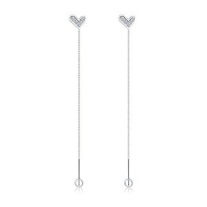 Brinco Fio Pendente Coracao Em Prata 925 Eternal Joias