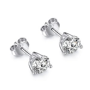 Brinco Ponto de Luz Pedra 6mm em Prata 925 Eternal Joias