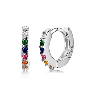 Brinco mini Argolinha Colorida Prata 925 Eternal Joias