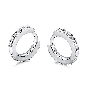 Brinco Mini Argolinha Cravejado Em Prata 925 Legitima