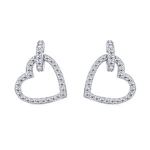 Brinco argolinha em coracao esferas prata 925 legtima