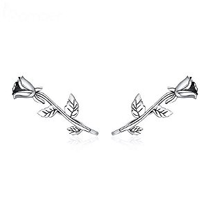 Brinco ear cuff rosa Em Prata 925 legítima