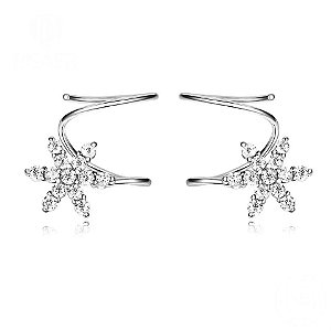 Brinco espiral floco de neve Em Prata 925 legítima