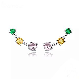 Brinco Ear Cuff Colorido Em Prata 925 legítima