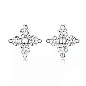 Brinco Flor de Cristal Em Prata 925 legítima