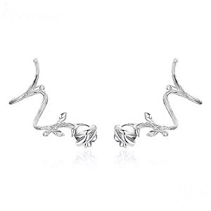 Brinco De Rosa Earcuf Prata 925 Original Eternal Joias
