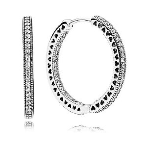 Brinco Argola Corações Prata 925 legitima