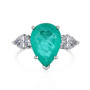 Anel Gota Turmalina Paraiba Prata Legítima 925 Eternal Joias