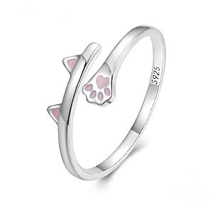 Anel Gatinho Ajustavel Em Prata 925 Legitima Eternal Joias